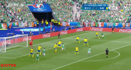 2016欧洲杯 爱尔兰vs瑞典 足球 胡拉汉 弧线球