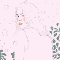 女孩 设计 肖像 插图 泡沫
