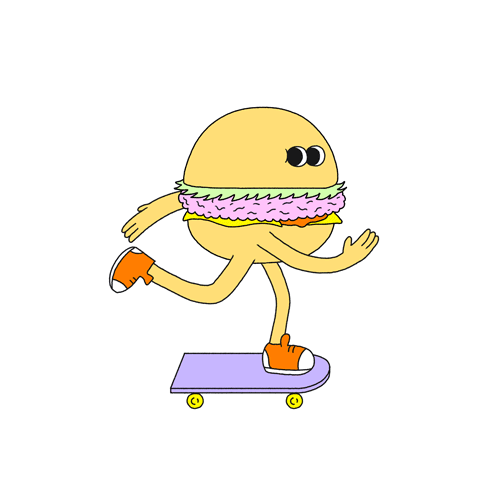 滑板 skateboarding 汉堡 拟人 动画 卡通 画风 奇怪