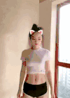美女 兔耳朵 跳舞 玻璃