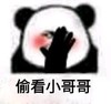 熊猫头 偷看小哥哥 害羞 逗