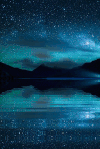夜晚 湖水 星星 天空