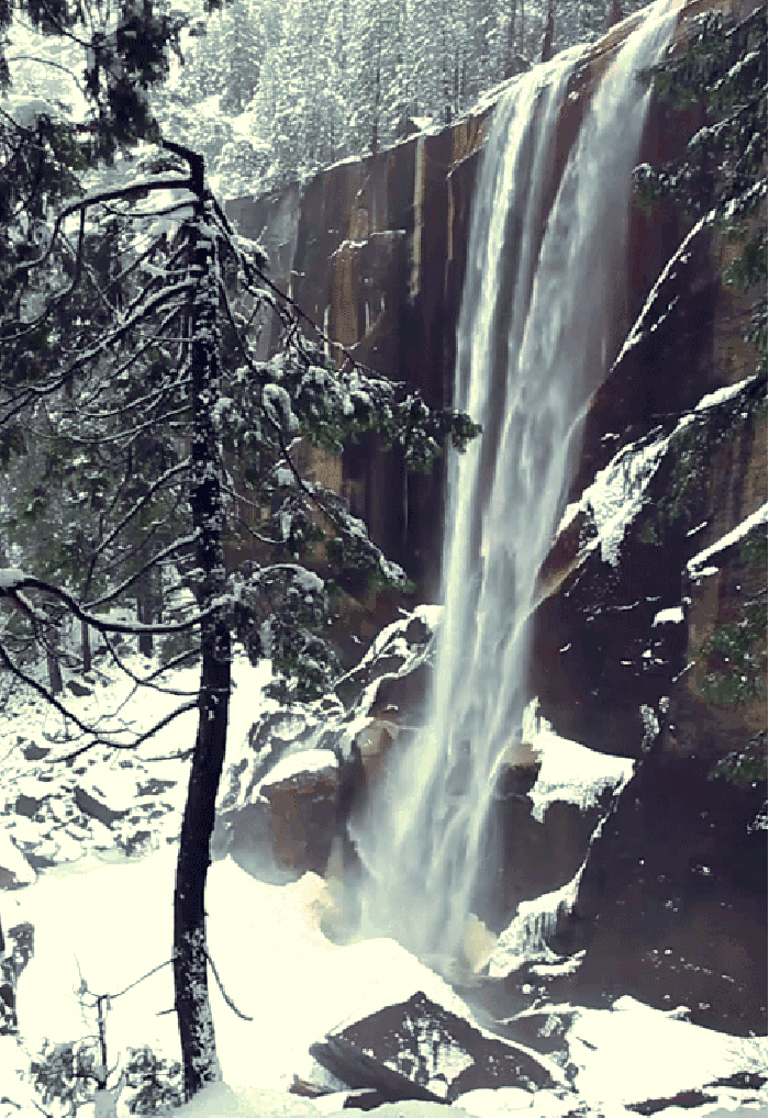 瀑布 雪景 壮观 壁纸