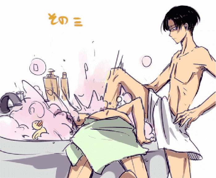 卡通 玩耍 泡沫 洗澡 两个男人