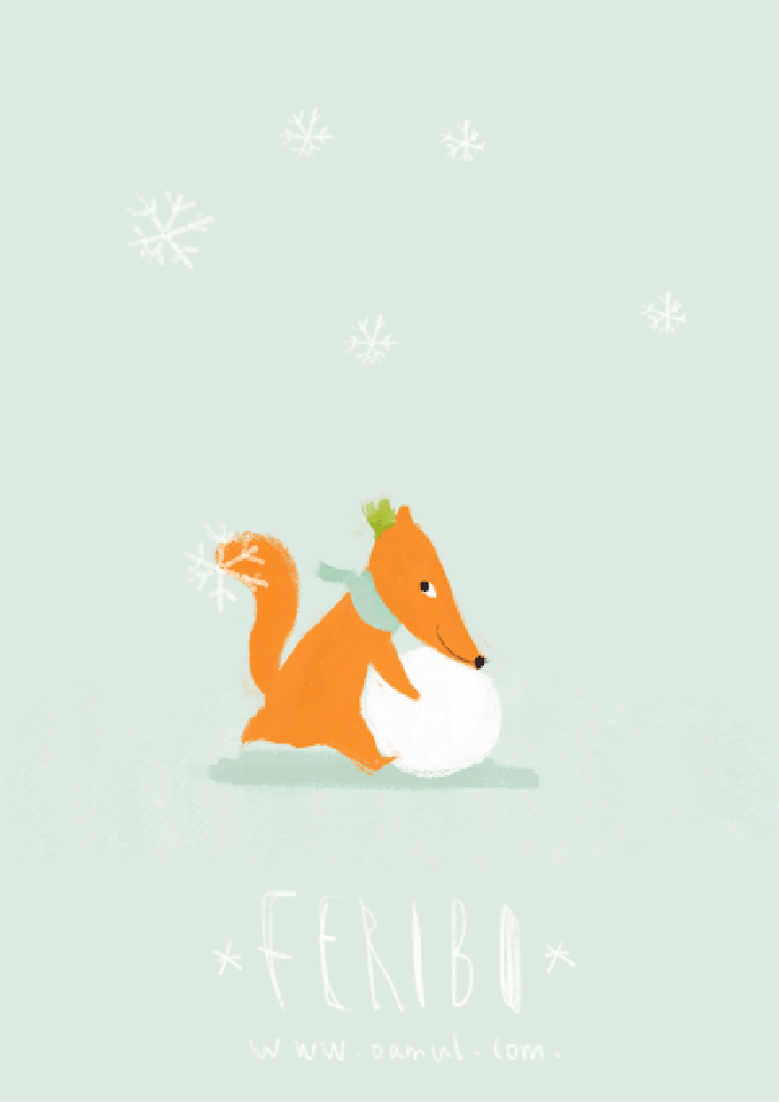 狐狸  冬天  雪球  可爱