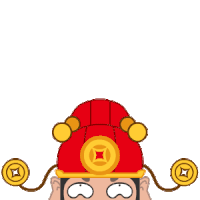 卡通 财神 红色 张嘴