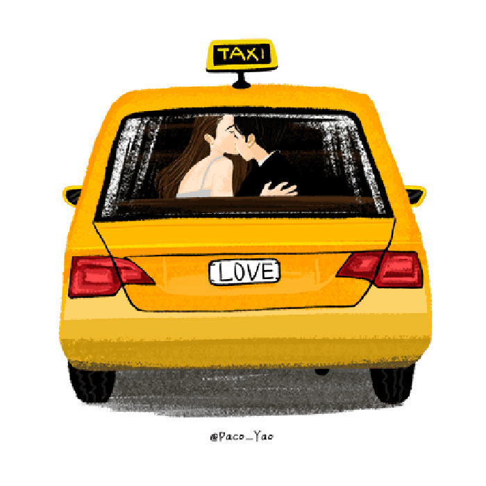 出租车 黄色 亲吻 爱人