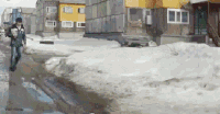 楼房 小汽车 雪地 蓝天