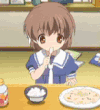 萌妹子 吃饭 张望 二次元