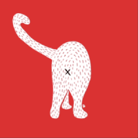 卡通 猫咪 红色 摇尾巴