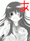 美少女 红脸蛋 眨眼睛 长发