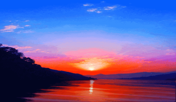 太阳 日出 水波 湖面