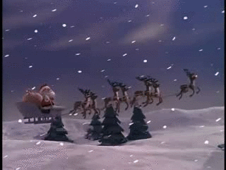 动画 圣诞老人 雪橇 驯鹿 下雪 节日 christmas