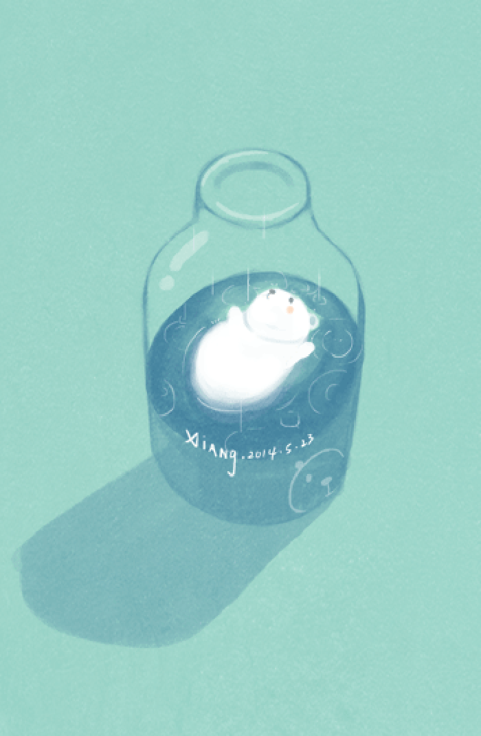 卡通 北极熊 玻璃瓶 薄荷绿