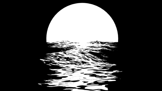 圆月 海水 流动 黑夜