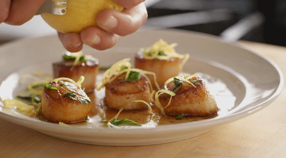 剥皮 柠檬 烹饪 美食系列短片 香煎扇贝篇