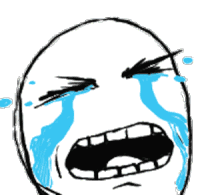 卡通 张大嘴 眼泪 牙齿 闭眼