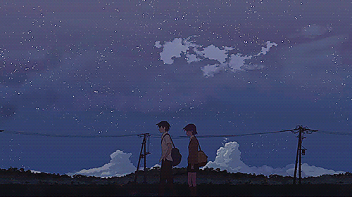 夜晚 散步 星空 白云 情侣