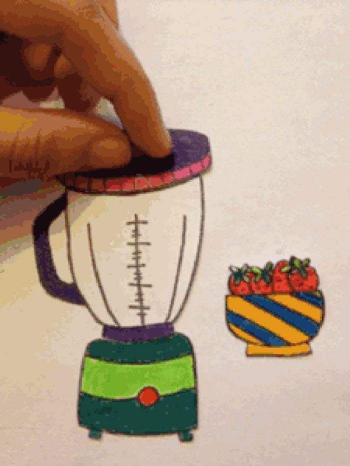 插画 榨汁机 草莓 水果 手绘 形象