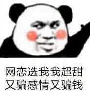 熊猫头 文字表情包 网恋选我我超甜 又骗感情又骗钱 搞笑 沙雕 魔性