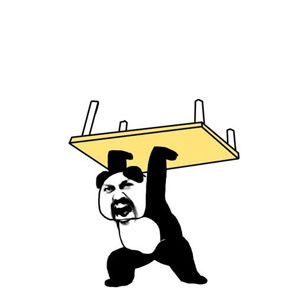 金馆长 熊猫 桌子 举起来