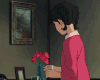女孩 花 室内