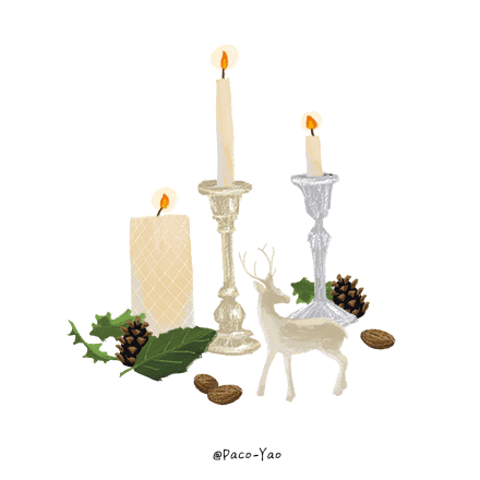 蜡烛 火焰 圣诞节 插画