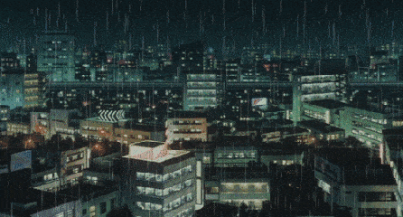 下雨 城市 高楼 灯光