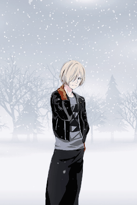 动漫 男孩 雪花 注视