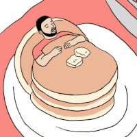 卡通 胡须男 睡觉 圆饼