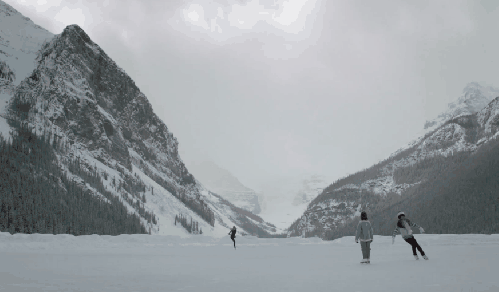 冬天 加拿大 滑冰 雪山 风景
