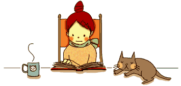 动画 咖啡 温暖 猫咪 看书