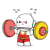 卡通 举起杠铃 红衣服 张大嘴 流汗