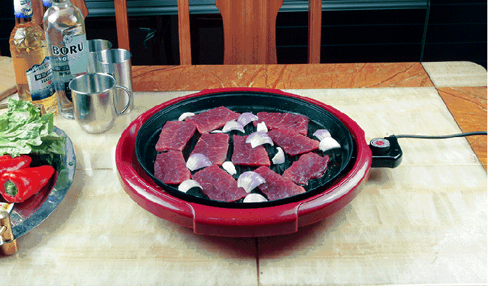 韩国烤肉 肉片 烤盘 好香