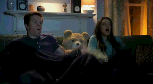 看电影 爆米花 玩具熊 惊吓 搞笑