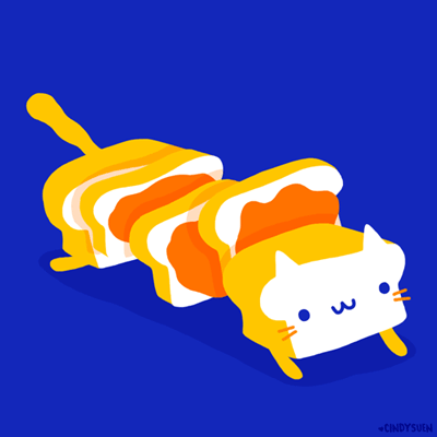 猫 切片面包 奔跑 可爱