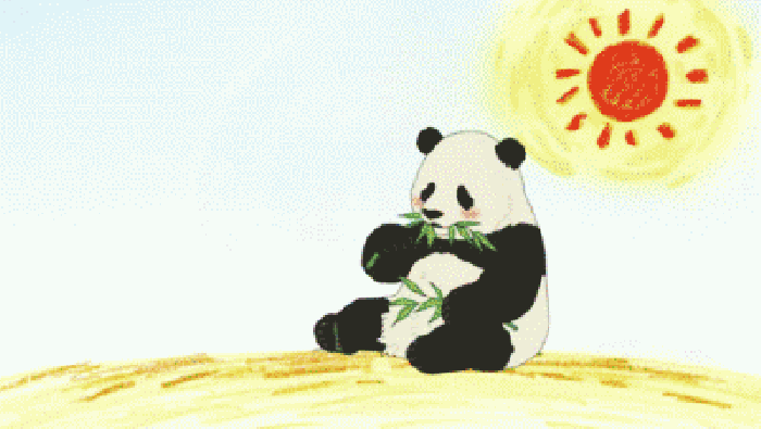 熊猫 太阳 竹子 睡觉
