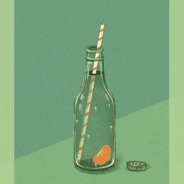 背景 清新 瓶子 橘子汽水 卡通