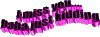 笑话 粉红色 3D 粗鲁的 JK 易懂的 其他 animatedtext 佚名 意思是 傲慢的 想念你 我想你。哈哈 开玩笑的 动画文本