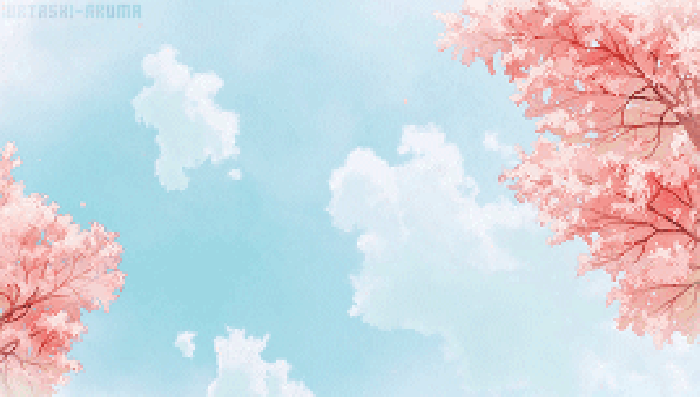 天空 樱花 风景 二次元