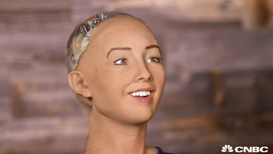 机器人 微笑 白牙 昂头
