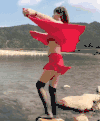 美女 河边 红衣 诱惑