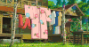 木屋 晾衣服 晴天 生活