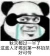 暴漫 熊猫头 秋天都过一半了 有些人还没喝到奶茶 搞怪 逗