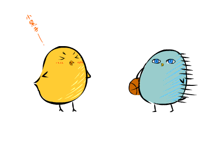 可爱 小鸡 打篮球 红色 黄色 蓝色