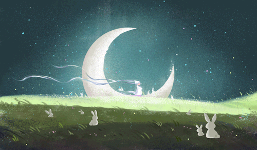 月亮 兔子 草地 嫦娥