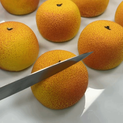 水果蛋糕 橙子 模仿 切开