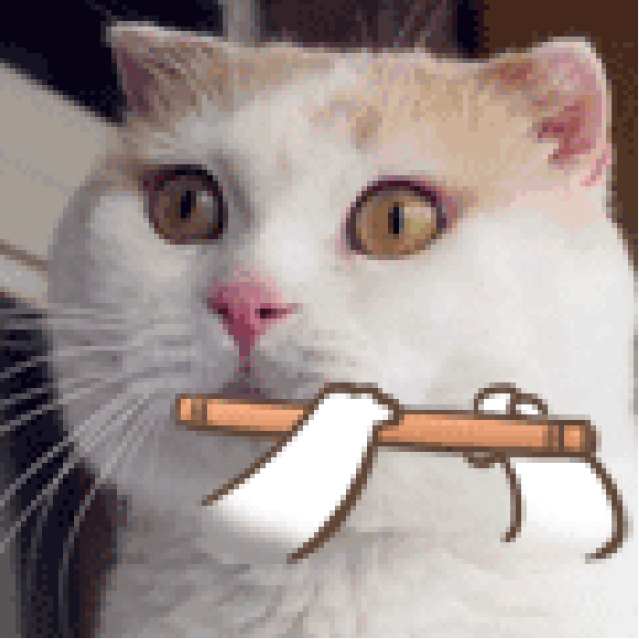 猫咪 吹笛子 卡通 大眼睛