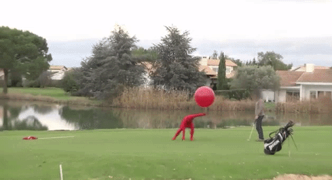 高尔夫球 golf 搞笑 气球 摔倒