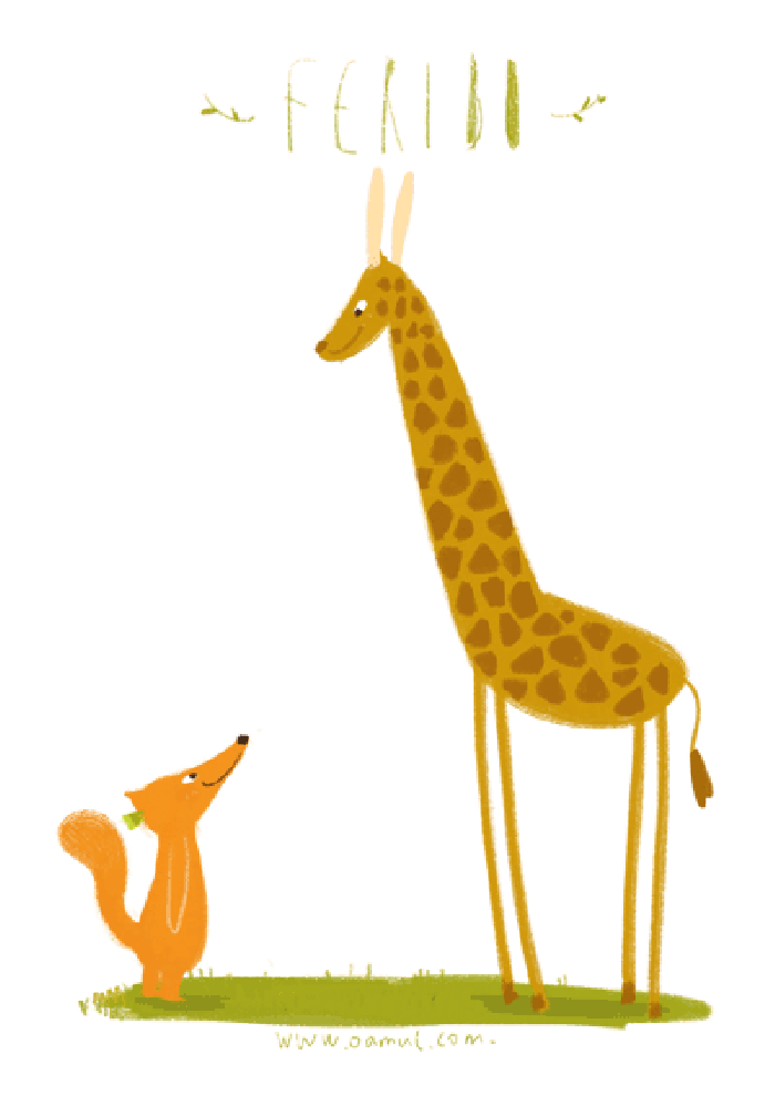 长颈鹿 动物 仰望 狐狸